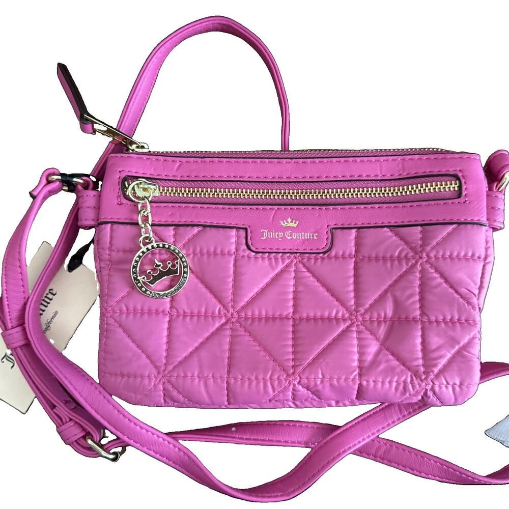 Juicy Couture Crown Jewel Quilted Small Crossbody Bag Purse Pink Y2K Barbie NWT